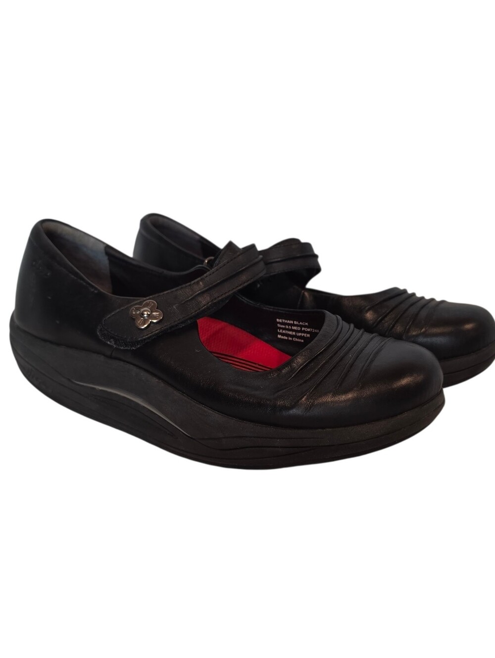 Abeo Rocs Mary Jane Shoes Size 9.5 Black Leather Ergonomic Comfort